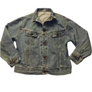 Vintage 1990's Lee Jeans Button Denim Jacket / made in USA / size XL